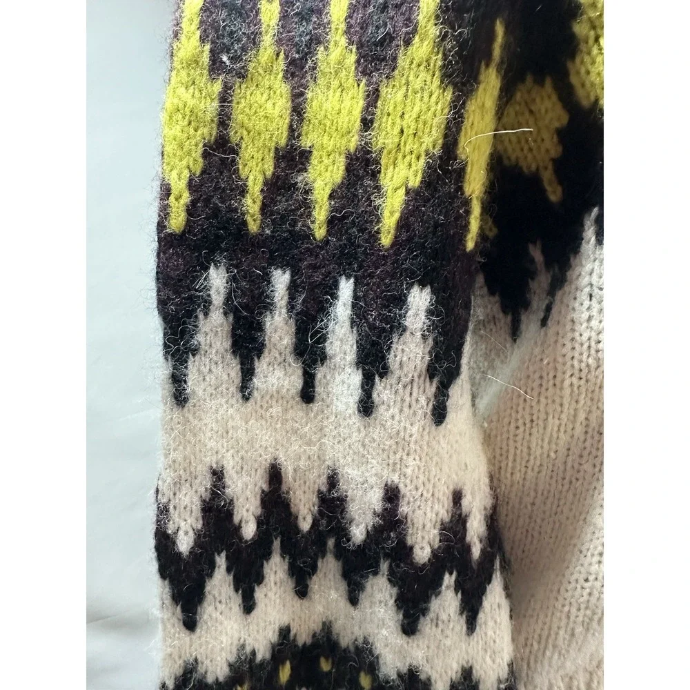 A.L.C. Women's SMALL Badgley‎ Alpaca Wool Blend Fair Isle Sweater Quiet Luxury